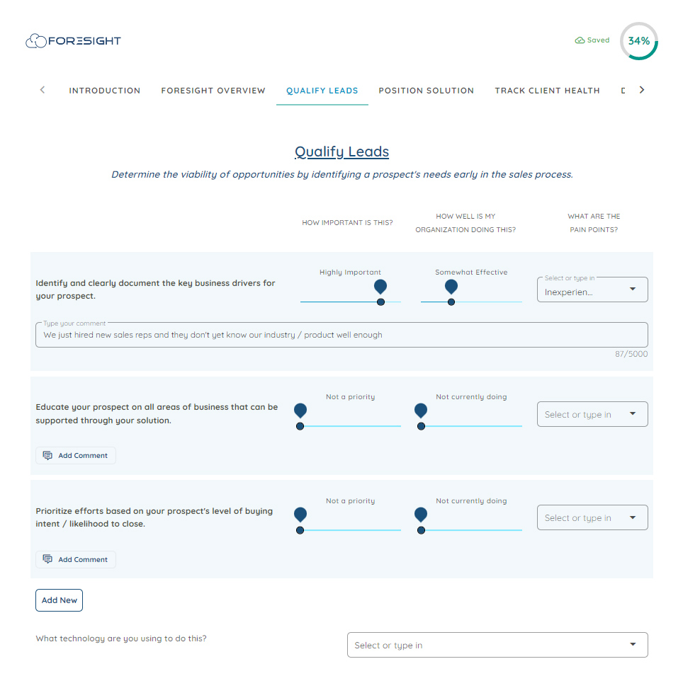 Foresight sales assessment